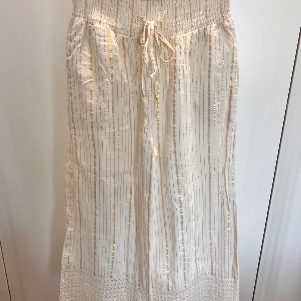 Nation LTD Cream and Gold Wide Leg Pants